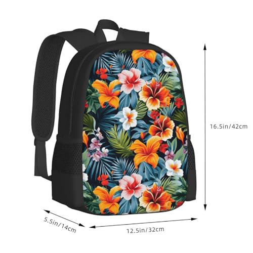 Topical Flowers Palm Leaves Backpack Large Capacity Backpacks Leisure Travel Daypack 12.5X5.5X16.5 inch2