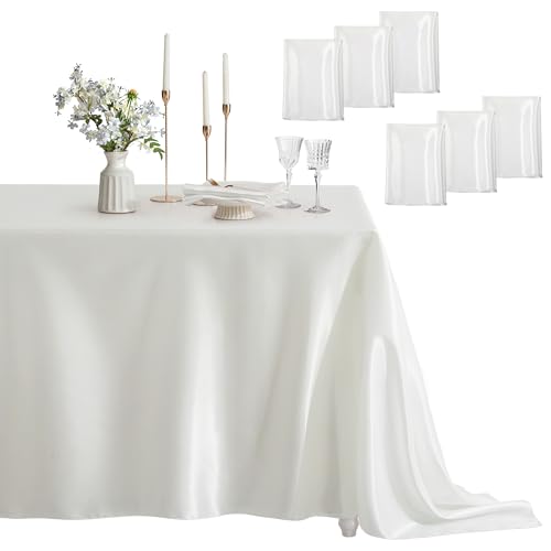 Counfeisly 6 Pack Satin Table Cover Rectangle Silkly Soft Table