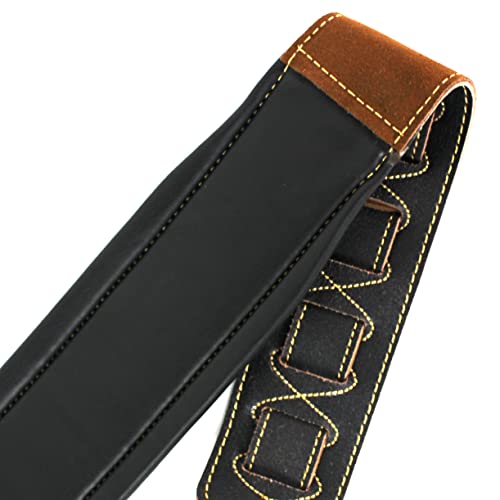 Walker And Williams C-22-DBLK Premium Sangle en cuir rembourré extra large Finition noire vieillie, Noir vieilli… - Les Beatles, Paul McCartney, John Lennon, RIngo Starr, George Harrison Walker And Williams C-22-DBLK Premium Sangle en cuir rembourré extra large Finition noire vieillie, Noir vieilli… – Image 10