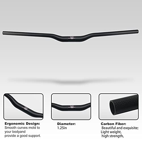 31.8 Mm Carbon Fiber Handlebars 3K Full Carbon Fiber Bicycle Handlebar Upsweep 0 Degree No Logo 3K Matte 620 Flat Handle Bar Carbon Fiber #TOP1