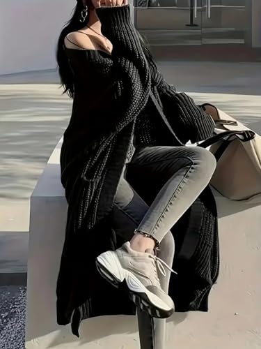 Image of Womens Long Cardigan Sweaters Open Front Oversized Duster with Pocket for Women 2025 Fall Winter Knit Design Coats