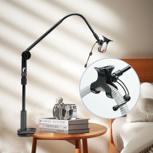 SOLENARA CPAP Hose Holder for Bed Adjustable CPAP Stand Tangle-Free Hose Lift Prevent Blockage and Leakage Easy Setup Bedside & Travel Use No Drilling (Black)