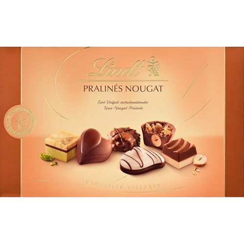 Lindt Schokolade | Pralinés Nougat Schachtel | 200g | 19 Pralinen in zartschmelzenden Nuss-Nougat Kreationen in 9 Sorten | Pralinen-Schokoladen-Geschenk