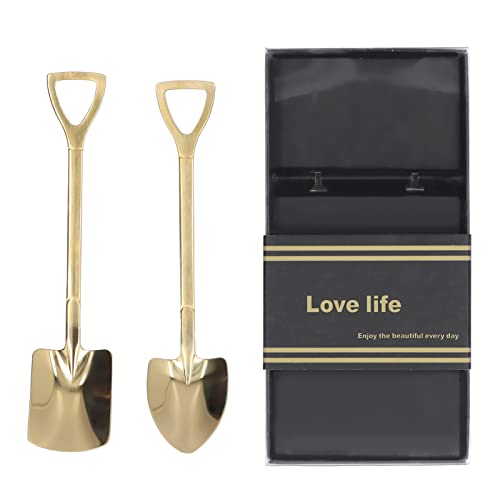 Shovel Spoons, Stainless Steel Ice Cream Dessert Spoon Shovels Reusable Dessert Spoons for Home, Kitchen or Restaurant, 2 Pcs(#2)