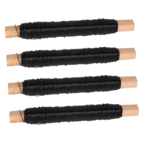 DOITOOL 4 Rolls Floral Wire Stems Black Floral Wire for DIY Flower Arrangements for Crafts Wreath Making Fixing