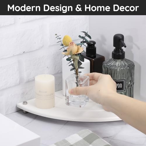 Image of Segbeauty Quick Dry Stone Sink Tray, 9.85in Diatomaceous Water Absorbing Corner Sink Caddy, Fast Drying Stone Soap Tray Dish Sponge Holder Corner Counter Shelf Rack Drying Mat for Bathroom Kitchen