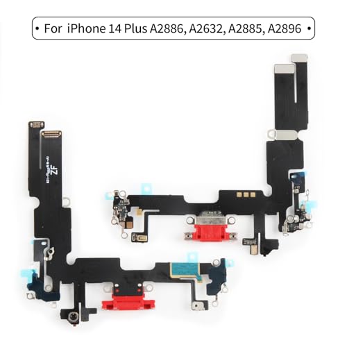 Câble flexible iPhone 14 Plus rouge avec connecteur dock de charge USB