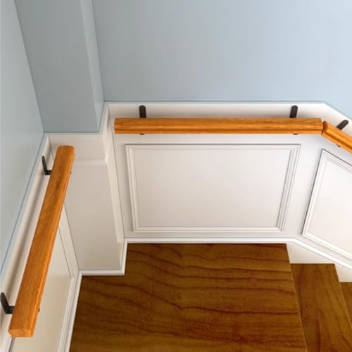 Garde-corps d'escalier durable en bois avec support mural de soutien - 7