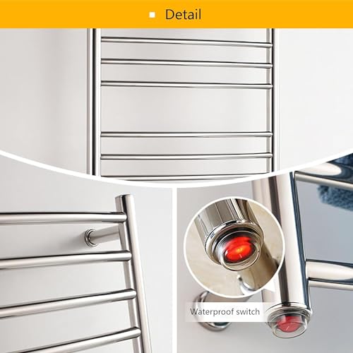 Toallero calefaccionado para baño con interruptor impermeable de acero 6