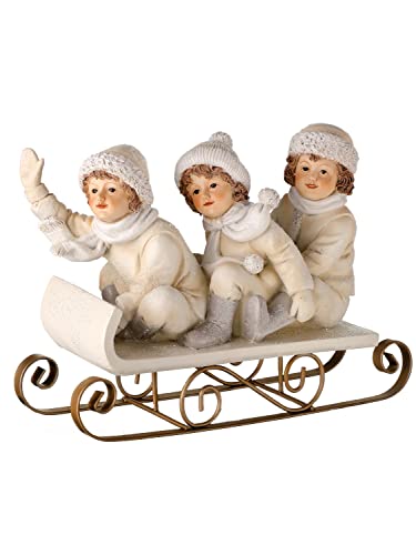 Regency-International-Winter-White-Kids-on-Sled-Figurine-8-Inch-Resin Regency International Winter White Kids on Sled Figurine 8 Inch Resin