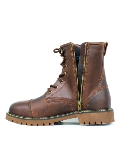 Image of Trip Machine Company Premium Leather Men's Motorcycle Riding Boots - Brute | 3 Point Protection | Ankle, Toe & Heal Protectors | Light Weight | Anti Slip Sole | With Side YKK Zipper | Lifestyle Boots