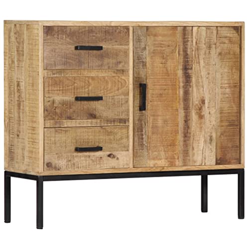 vidaXL Buffet Commode avec 3 Tiroirs Armoire de Rangement Dressoir Meuble de Rangement Stockage Salon Chambre 88x30x71 cm Bois de Manguier Massif