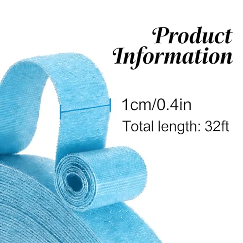 Image of IFNOW 32FT Reusable Fastening Tape Cable Ties Double-Sided Hook-and-Loop Cable Management Tape Strength and Durability 0.4'' /Width (1, Light Blue)