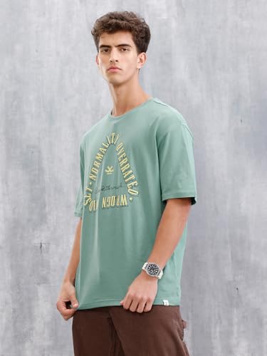 Image of WROGN Men's Cotton T-Shirt | Retro Typography Print | Oversized Fit