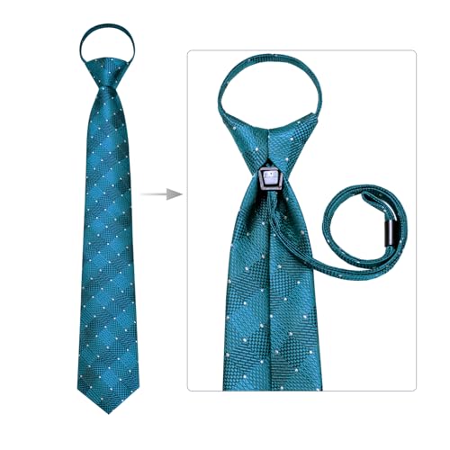 Image of Hi-Tie Zipper Ties for Men Pre-tied Tie Set Lapel Pin Pocket Square and Cufflinks Formal Business Wedding Adjustable Necktie