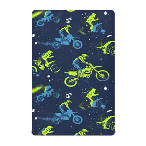Image of Vintage Motocross Dirt Bike Crib Sheets Soft Breathable Fitted Baby Crib Sheets Mattress Cover for Girls Boys, 52 inch x 28 inch x 9 inch
