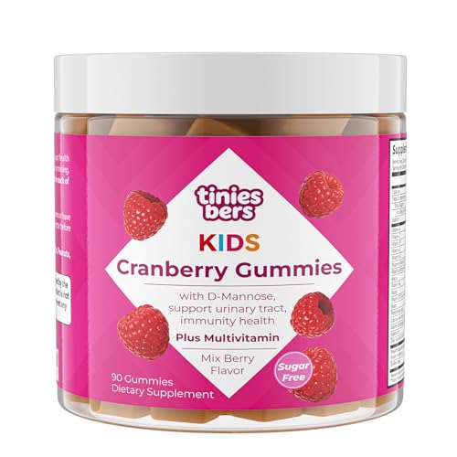 Tinies bers Cranberry Gummies for Kids PACs 36mg with D-mannose Multivitamins Methyl Vitamin B12 Urinary Tract & Immune Health Daily Support Vegan Sugar Free Pectin Berry 90