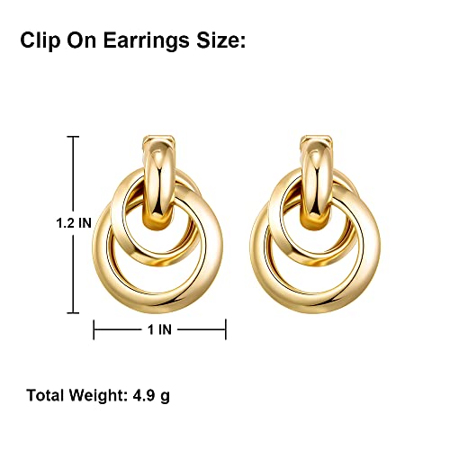 Gold Large Knot Clip On Earrings Statement Drop Clip Earrings For Women Girls No Pierced #TOP4