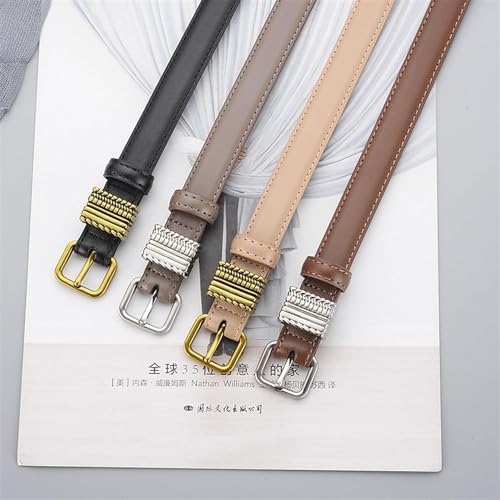 Belts for women, Waist Belt Women's Waist Belts Vintage Pure Cowhide Belts Denim Suit Pants Artistic Belt Alloy Pin Buckle Belt(Beige,100 CM)4