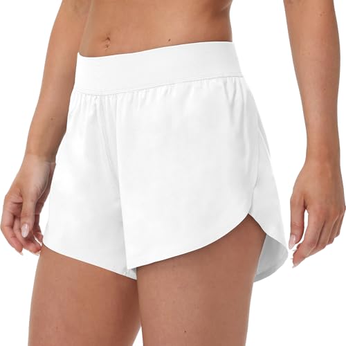 MCEDAR Women's Mid Waist Athletic Running Shorts 4