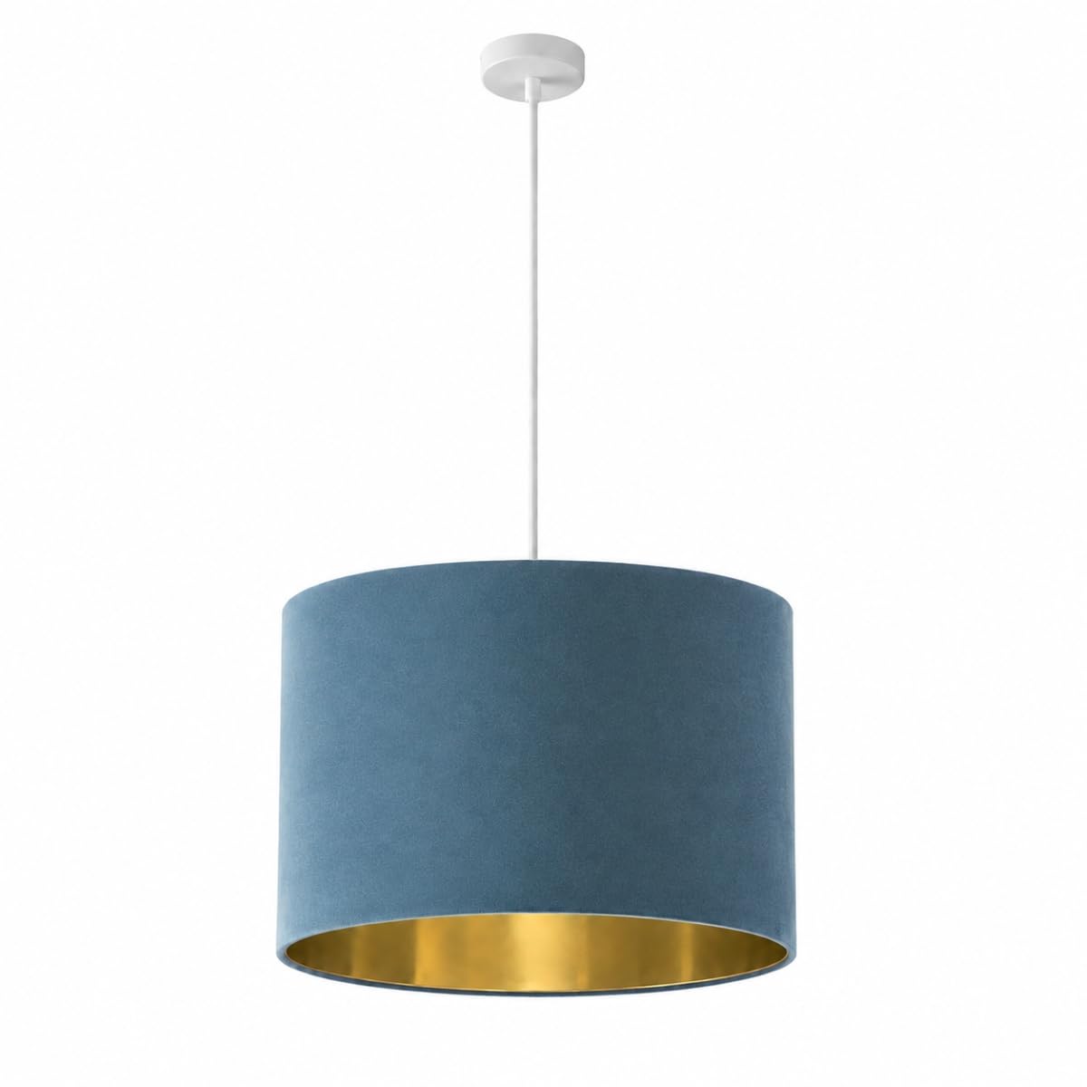 CGC Lighting Indoor Ceiling Lampshade Velvet Fabric Lamp Shade 30cm Diameter Gold Reflective Inner Drum Pendant Table Lamp Bedroom Dining Room Lounge (Teal & Gold)