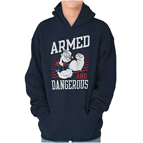Brisco Brands Popeye Armed and Dangerous Youth Hoodie Boy Girl Navy