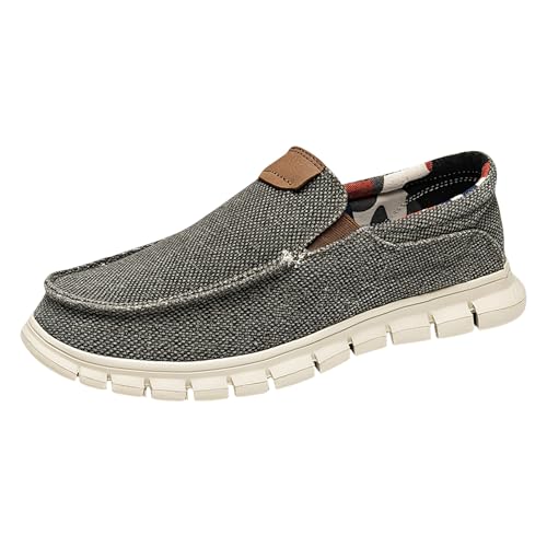 rismart Mocassini Slip-on da Uomo Casuale Tela Antiscivolo Comodo Scarpe da Passeggio (Grigio Scuro,43.5 EU)