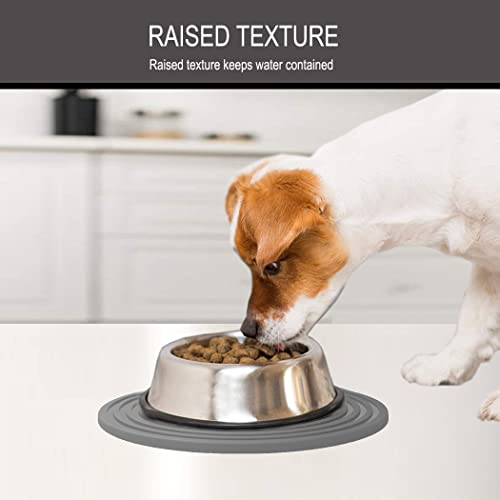 Metopets 2 Pack Silicone Pet Feeding Mat For Dog And Cat, Non-Slip Placemat Tray To Prevent Food And Water Bowl Messes On Floor, Easy Clean Dish Mat For Medium And Small Pet (9.5"X9.5", Grey) #TOP2