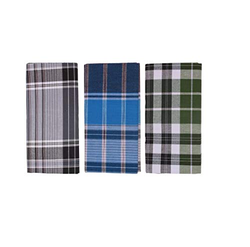 Neoteric Handloom 100% Cotton Checked Lungi/Dhoti/Sarong/Wrap For Mens - 3 Piece Combo Pack #TOP16