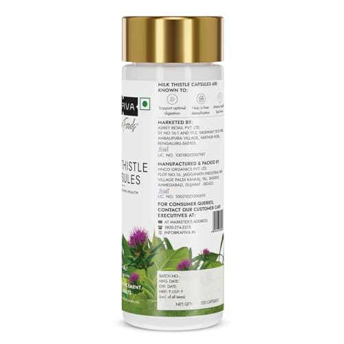Kapiva Milk Thistle Capsules (120N) | With 70% Silymarin | Supports Liver & Immune System | Vegan, Preservative-Free | Liver Detox Supplement | Milk Thistle Tablet 8 41Q4 jJlPyL