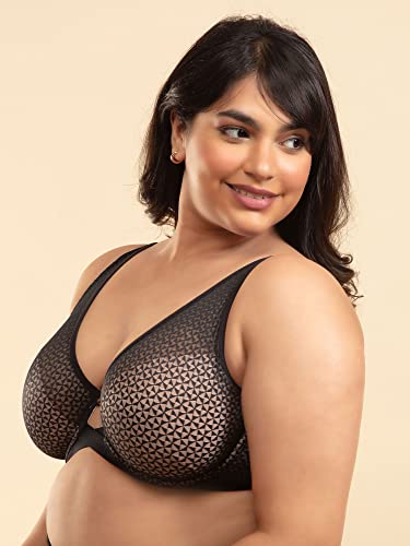 Image of NYKD Everyday Textured Lace Support Bra for Women Daily Use Non-Padded, Wired, Full Coverage Bra, NYB140