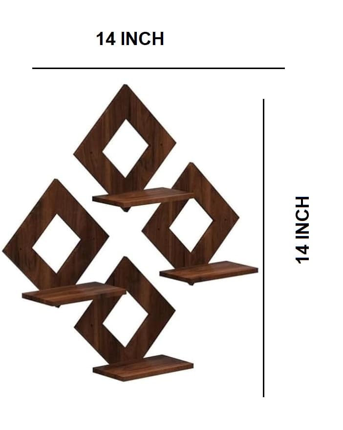 KV Art Wooden Wall Shelf Shelves Art Hanging Decor for Wall. Home Decor Floating Display Rack Shelves Artwork for Living Room Kitchen Bedroom Ideal for Gifting (Kite Combo 8 Set) Size 14x14 INCH offers donot miss