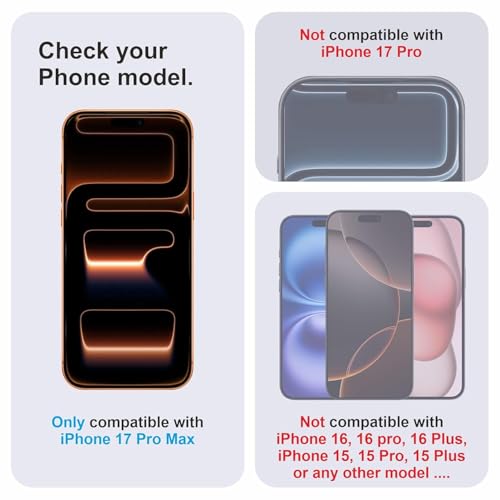 Image of HD Tempered Glass Screen Protector Compatible for iPhone 17 PRO MAX with Edge to Edge coverage and Easy Installation kit
