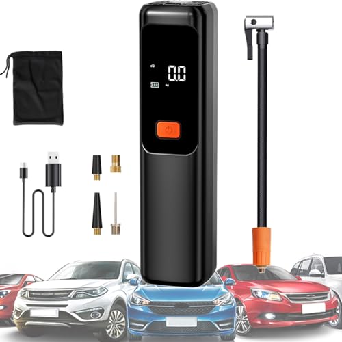 Compresor de aire portátil | Bomba de aire portátil para neumáticos de coche con manómetro | Herramienta eléctrica con accesorios adaptador | para garaje al aire libre motocicleta vehículo bicicletas