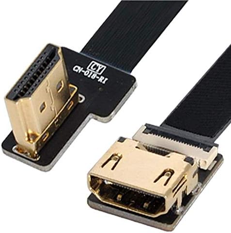 INNOV8 HDMI Angled Male to Female FPC Flat Flexible HD Ribbon Cable for HDTV Multicopter Aerial - 50cm (Left Angle)