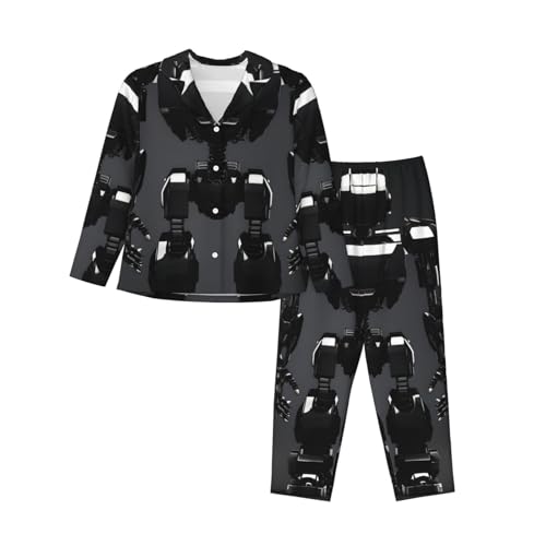 Pyjama robot noir femme pour cocooning et nuits sereines en vêtements de nuit douillets