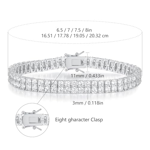 Gemsme Tennis Bracelet for Women 18K White Gold Plated Hypoallergenic 5A+ Cubic Zirconia Bracelets Wedding Party Prom 6.0/6.5/7.0/7.5/8.0 Inch2