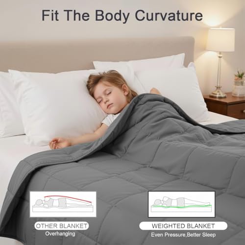 Image of Weighted Blanket -5lbs 41 inchx60 inch Cooling Heavy Blanket for 60-80lbs with Premium Glass Beads - Soft Thick Big Blankets for All-Season Sleeping Comfort Breathable