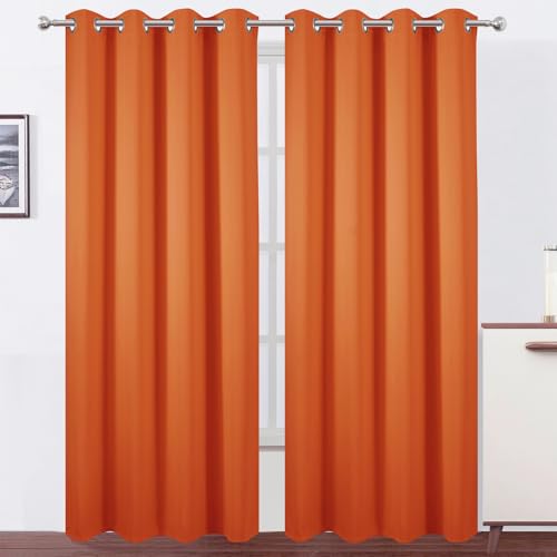 Image of LEMOMO Blackout Curtains 52 x 90 Inch Long Orange Curtains Set of 2 Panels Room Darkening Curtains for Bedroom and Living Room