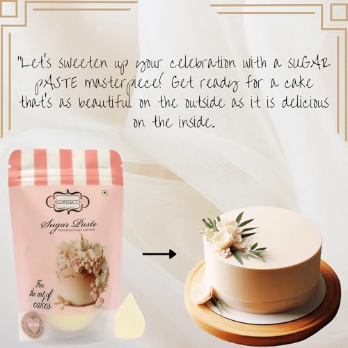 Image of Confect Ivory Fondant for Cakes - 8.8 oz Chef's Choice for Cake Decorating, Sculpting & Baking | Vegan, Gluten-Free, Nut-Free, Palm Oil-Free - 250 Gms