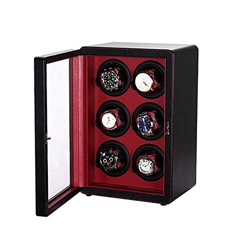 Cajas de la pantalla para 6 relojes automáticos con motor engine y almacenamiento negro