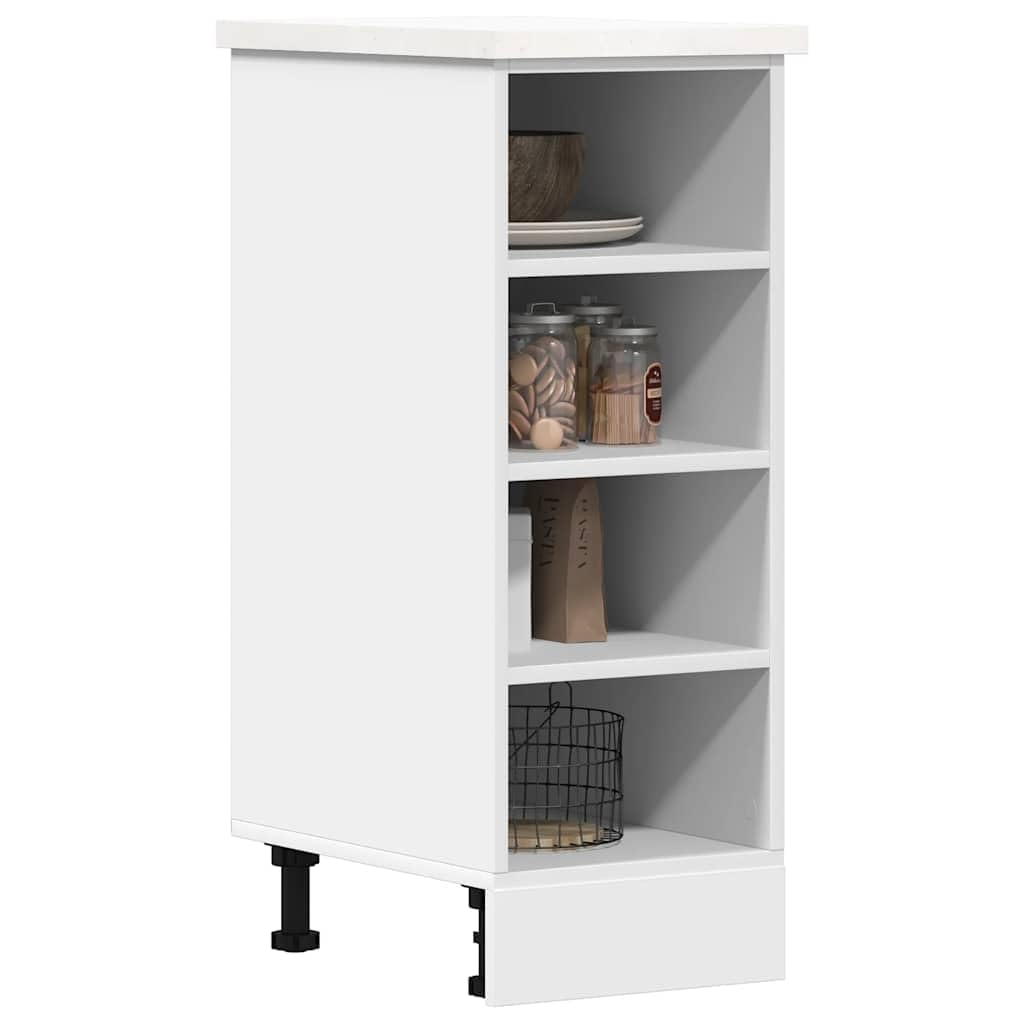 Mobiletto da cucina Riga, bianco, 30 x 44,5 x 81,5 cm, in legno resistente, con piedini regolabili, salvaspazio, per piccole cucine, corridoio, bagno