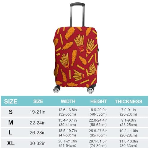 Chicken Strips French Fries Funny Travel Luggage Cover Baggage Suitcase Cover Protector Skins 19-32 Inch2