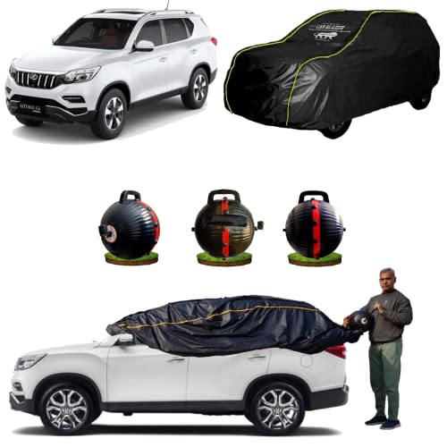 Image of CARBLAZER Portable & Semi-Automatic Full Body Car Covers: Heavy Duty Device| Anti-Theft| Dust & Scratch Proof | Water & Wind Resistant|Custom Fit| Dual-Side Cover, Compatible for Force Motors