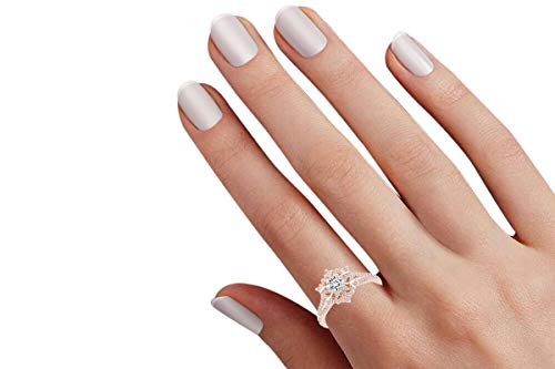 5/8 Carat Round White Natural Diamond Snowflake Engagement Ring 14k Solid Gold (I-J Color, I2-I3 Clarity, 0.63 Cttw)3