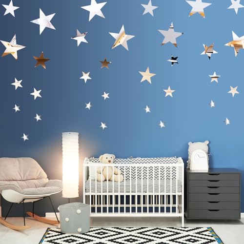 Shappy 32 Pcs Star Mirror Wall Stickers for...