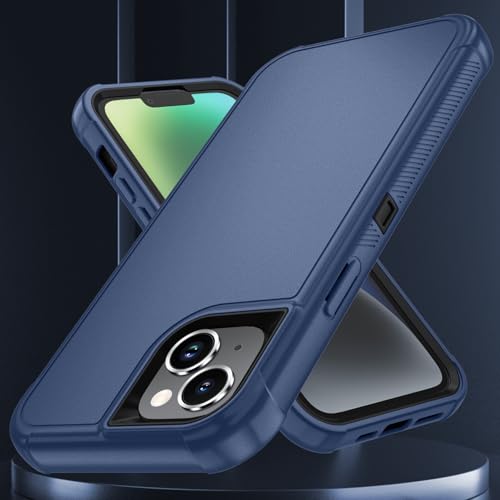 Image of SunStory Compatible with iPhone 14 Plus Case with HD Screen Protector, 3-Layer Heavy Duty Full-Body Cover,3 in 1 Hybrid Protective Case for iPhone 14 Plus 6.7 inch,Blue
