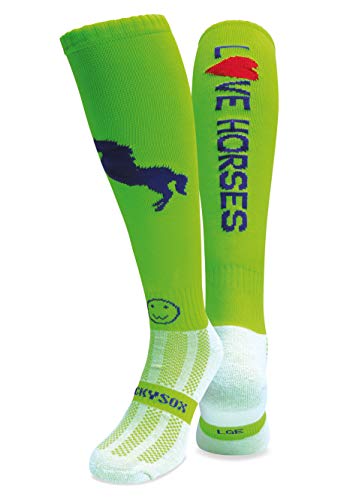 WackySox - Chaussettes de sport équestres Love Horses, chaussettes d'équitation pour homme et femme, chaussettes longues rembourrées thermiques pour équitation, chaussettes de sport, chaussettes
