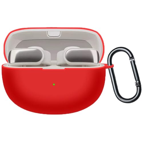KANOYO Bose Ultra Open Earbuds 用 ケース カバー 保護カバー ワイヤレス充電対応 シリコンカバー 耐衝撃 防塵 軽量 カラビナ付き 紛失防止 Bose Ultra Open Earbuds 適用 (レッド)