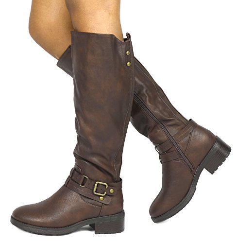 Dream Pairs Women'S Uncle Brown Knee High Motorcycle Riding Winter Boots Size 11 M Us thumb #3